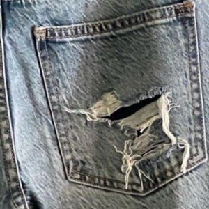 Free People We The Free Distressed Denim Patch Contrast Frayed Flare Jean NEW 26